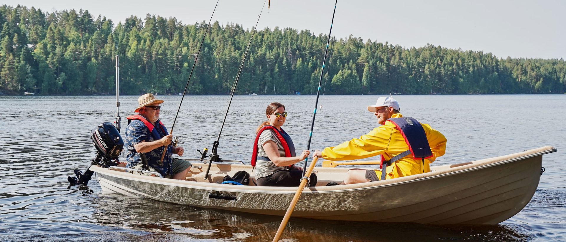 Fishing on a lake
