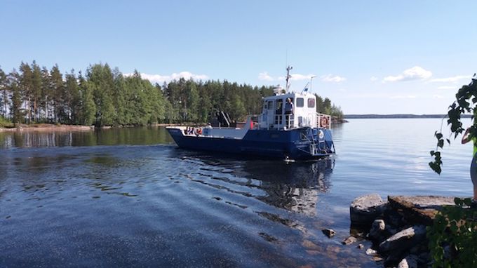 A ferry on a lake